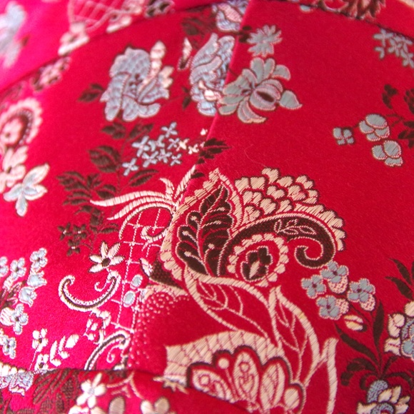 Traditional Chinese Padded Jacket Pink Silk Asian Jacket w/ Blue Accents - Picture 6 of 14